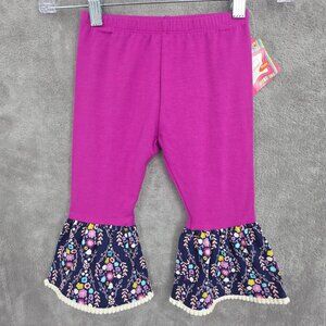 Nursery Rhyme Play Pants 18M Purple Pink Floral Pom Pom Flare Colorful Kids New